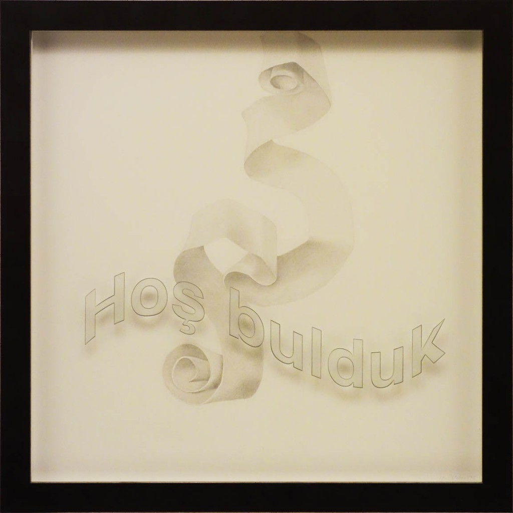 Ken Aptekar, Hoş bulduk, 2015, 60cm x 60cm, silverpoint on clay-coated paper (“Good to have you!”)